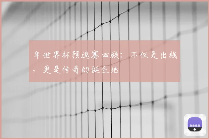 年世界杯预选赛回顾:不仅是出线,更是传奇的诞生地